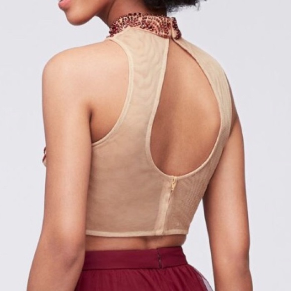 Blondie Nites Beaded 2-pc Hi-Neck Tulle Skirt Gown - Picture 6 of 6